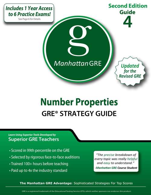 Book cover of Number Properties GRE Math Strategy Guide 2nd Edition