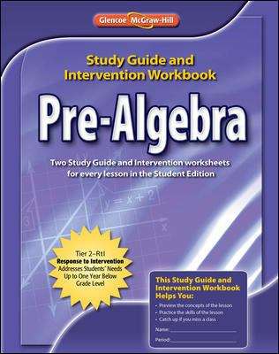 Book cover of Pre-Algebra: Study Guide and Intervention Workbook