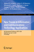 New Trends in Information and Communications Technology Applications: 4th International Conference, NTICT 2020, Baghdad, Iraq, June 15, 2020, Proceedings (Communications in Computer and Information Science #1183)