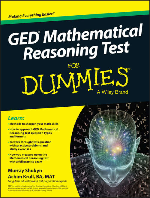 Book cover of GED Mathematical Reasoning Test For Dummies