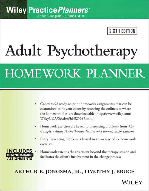 Book cover of Adult Psychotherapy Homework Planner (6) (PracticePlanners)