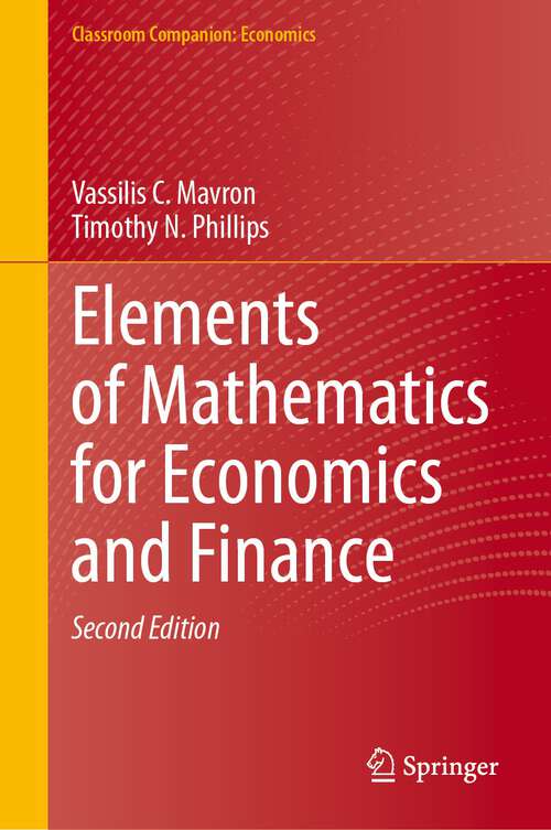 Book cover of Elements of Mathematics for Economics and Finance (2nd ed. 2023) (Classroom Companion: Economics)