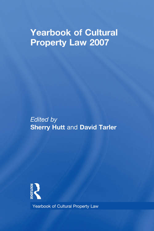 Book cover of Yearbook of Cultural Property Law 2007