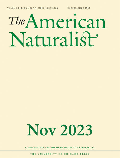 Book cover of The American Naturalist, volume 202 number 5 (November 2023)