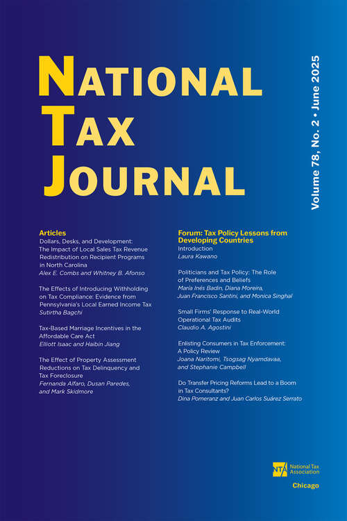 Book cover of National Tax Journal, volume 78 number 2 (June 2025)
