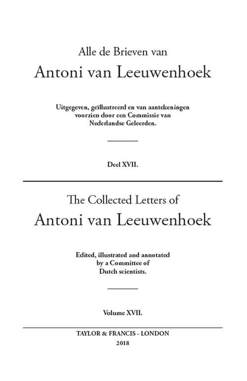 The Collected Letters of Antoni Van Leeuwenhoek - Volume 17
