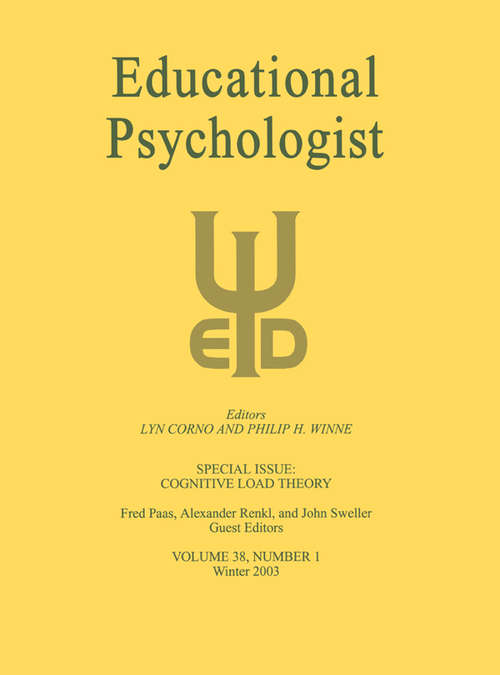 Book cover of Cognitive Load Theory: A Special Issue of educational Psychologist
