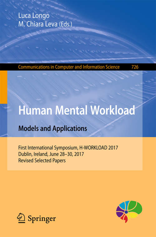 Book cover of Human Mental Workload: Models and Applications