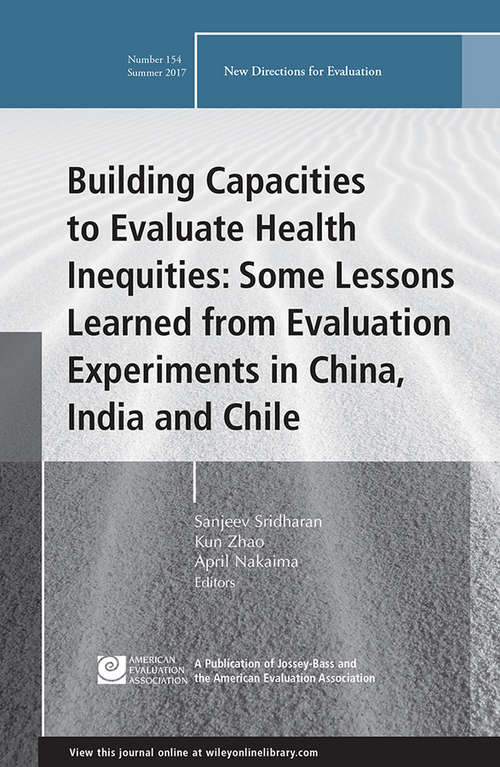 Building Capacities to Evaluate Health Inequities: New Directions for Evaluation, Number 154 (J-B PE Single Issue (Program) Evaluation)