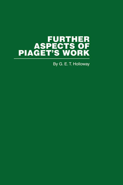Book cover of Further Aspects of Piaget's Work