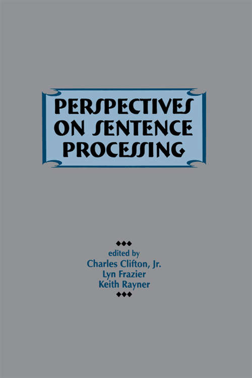 Book cover of Perspectives on Sentence Processing