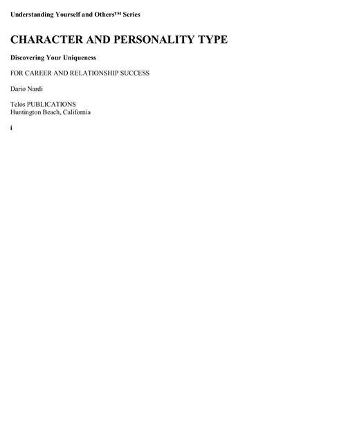 Book cover of Character and Personality Type: Discovering Your Uniqueness for Career and Relationship Success