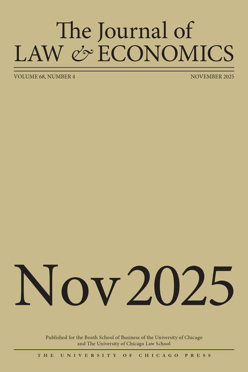 Book cover of The Journal of Law and Economics, volume 68 number 4 (November 2025)