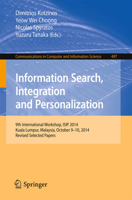 Book cover of Information Search, Integration and Personalization