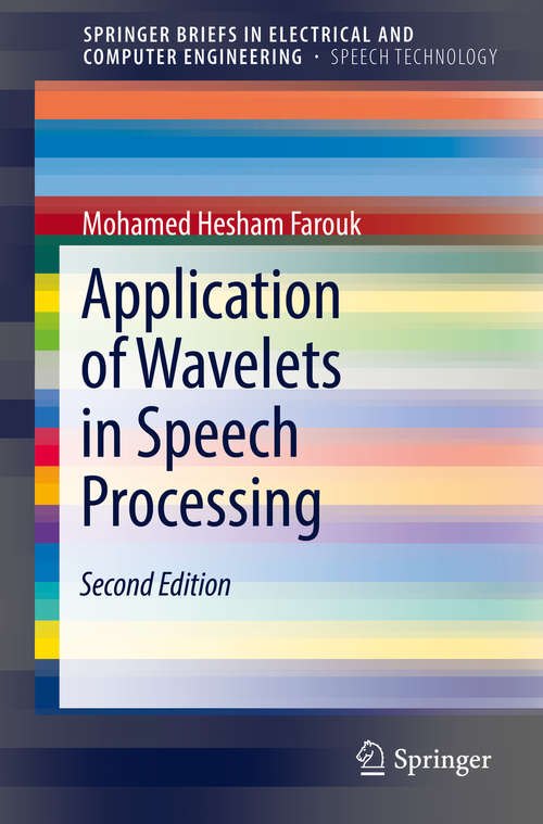 Book cover of Application of Wavelets in Speech Processing