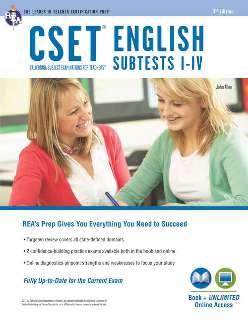 Book cover of CSET English Subtests I-IV Book + Online