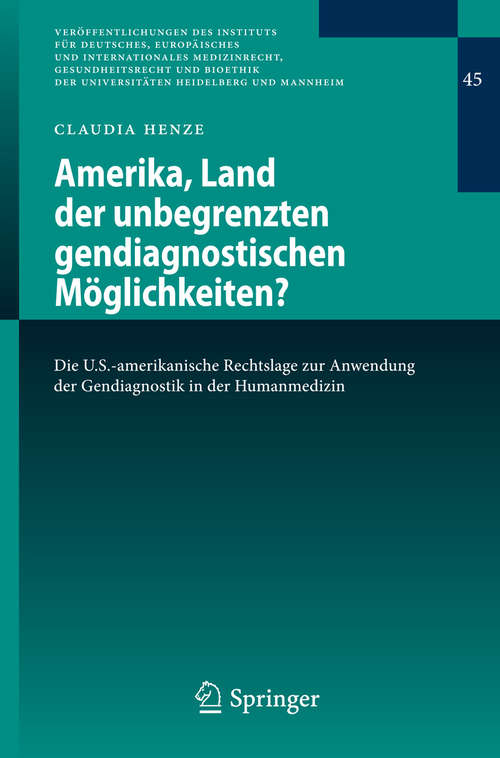 Book cover of Amerika, Land der unbegrenzten gendiagnostischen Möglichkeiten?