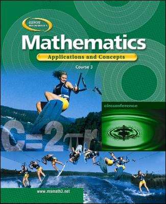 Book cover of Glencoe Mathematics: Mathematics Applications and Concepts, Course 3 [Grade 8]