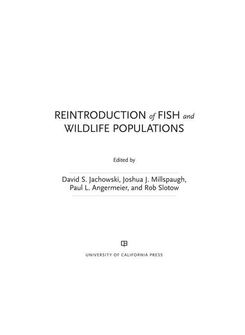 Book cover of Reintroduction of Fish and Wildlife Populations