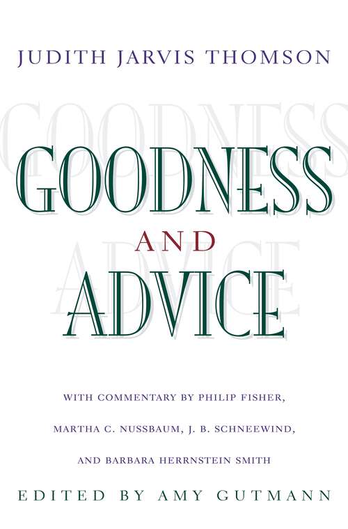 Book cover of Goodness and Advice