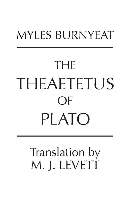 The Theaetetus of Plato