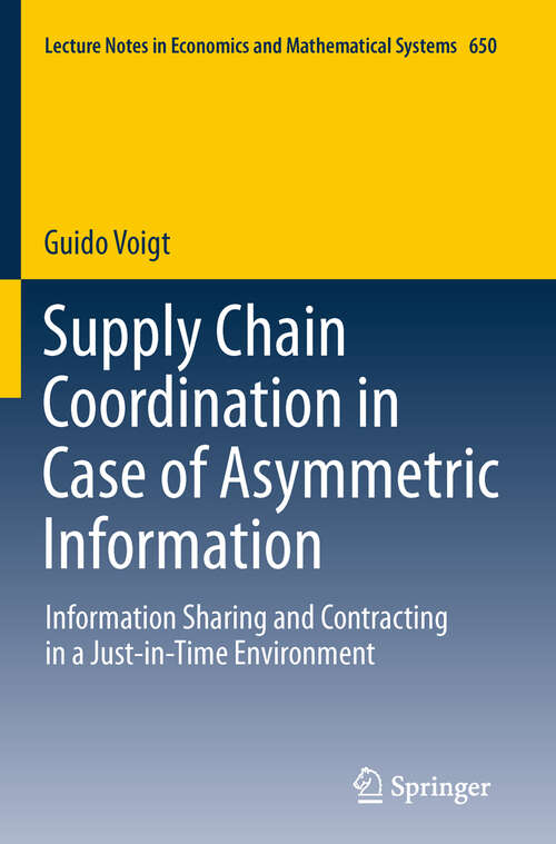 Book cover of Supply Chain Coordination in Case of Asymmetric Information