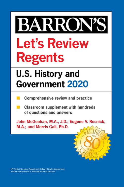 Book cover of Let's Review Regents: U.S. History and Government 2020 (Barron's Regents)