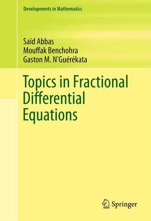 Book cover of Topics in Fractional Differential Equations
