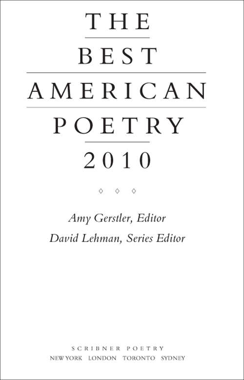 Book cover of The Best American Poetry 2010