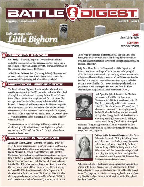 Book cover of Battle Digest: Little Bighorn (Battle Digest Series)
