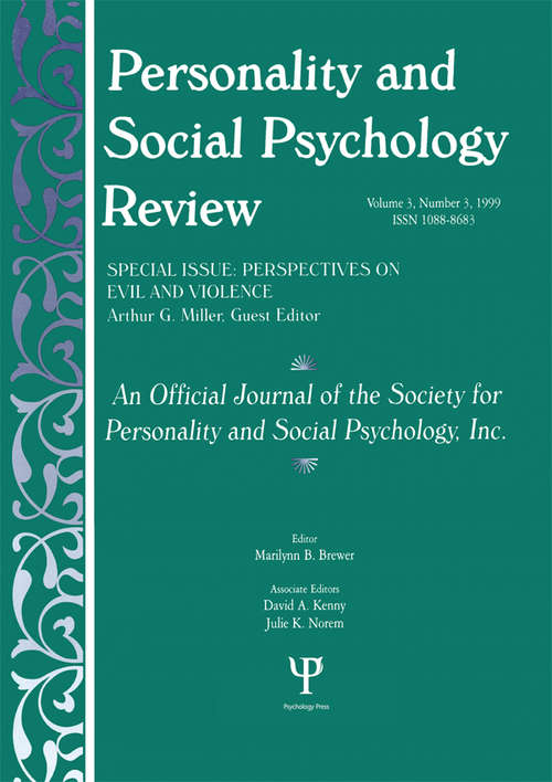 Book cover of Perspectives on Evil and Violence: A Special Issue of personality and Social Psychology Review