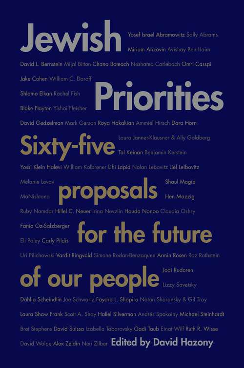 Book cover of Jewish Priorities: Sixty-Five Proposals for the Future of Our People
