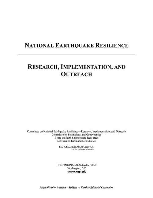 Book cover of National Earthquake Resilience