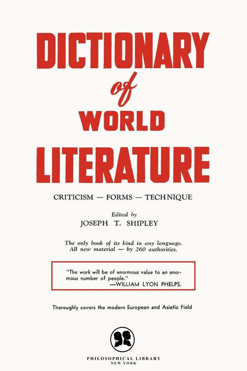 Book cover of Dictionary of World Literature