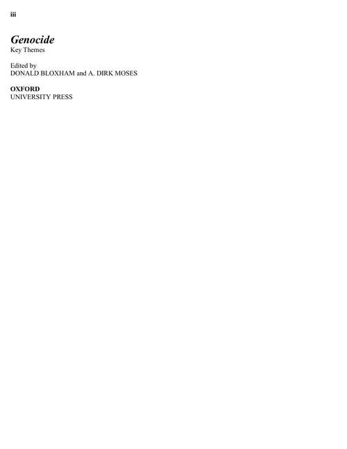 Book cover of Genocide: Key Themes