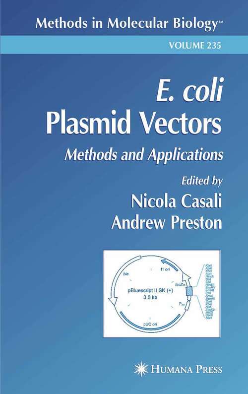 Book cover of E. coli  Plasmid Vectors