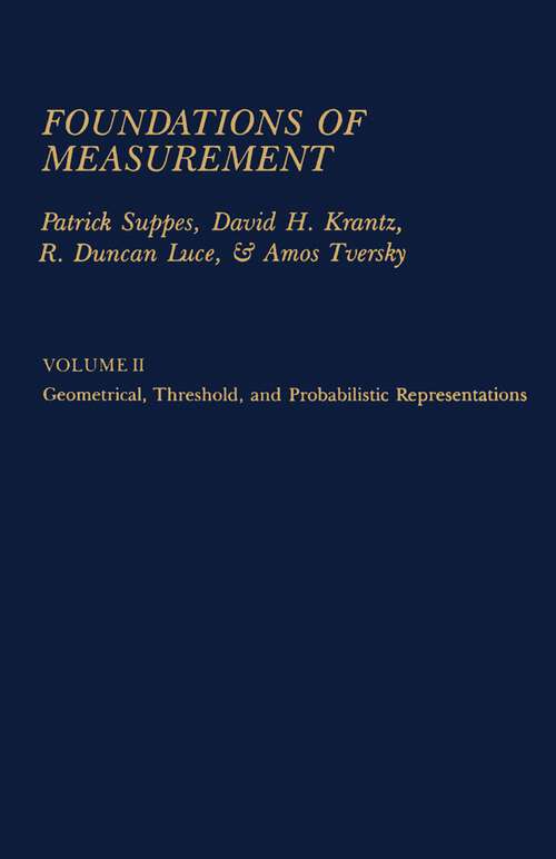 Book cover of Foundations of Measurement: Volume 2