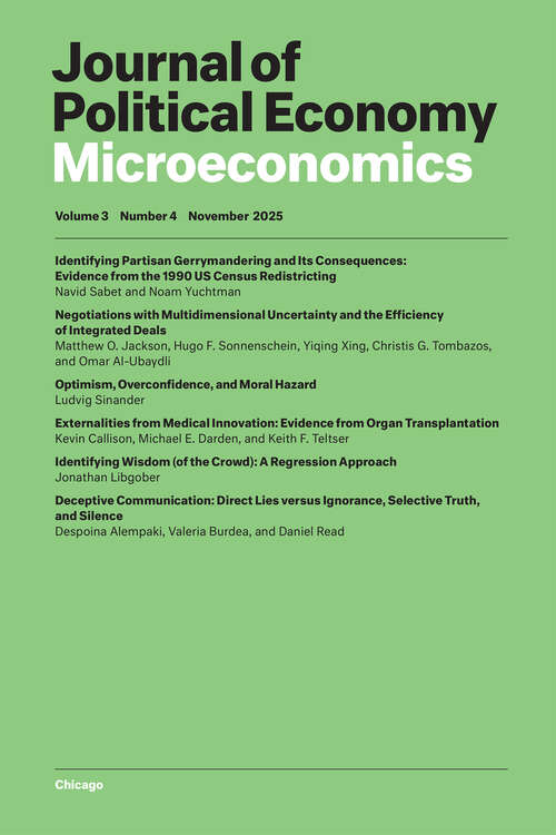 Book cover of Journal of Political Economy Microeconomics, volume 3 number 4 (November 2025)