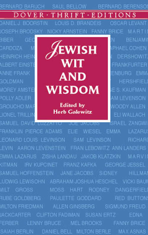 Book cover of Jewish Wit and Wisdom (Dover Thrift Editions: Speeches/Quotations)