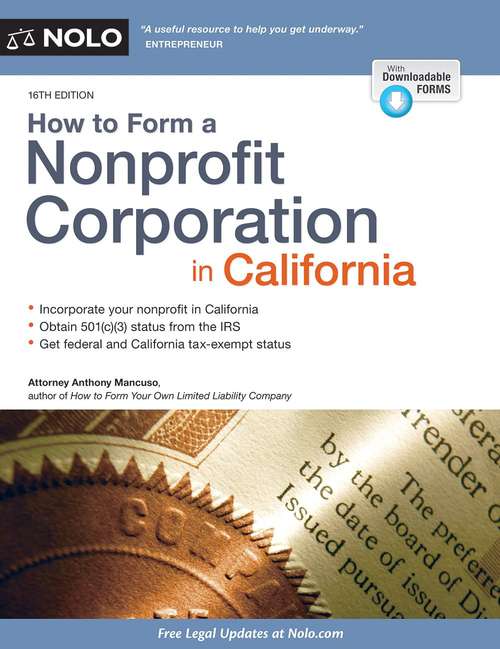 Book cover of How to Form a Nonprofit Corporation in California