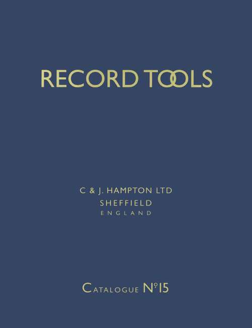 Book cover of Record Tools: Reprint of Catalogue No.15 of 1938. With a Guide for Plane Collectors
