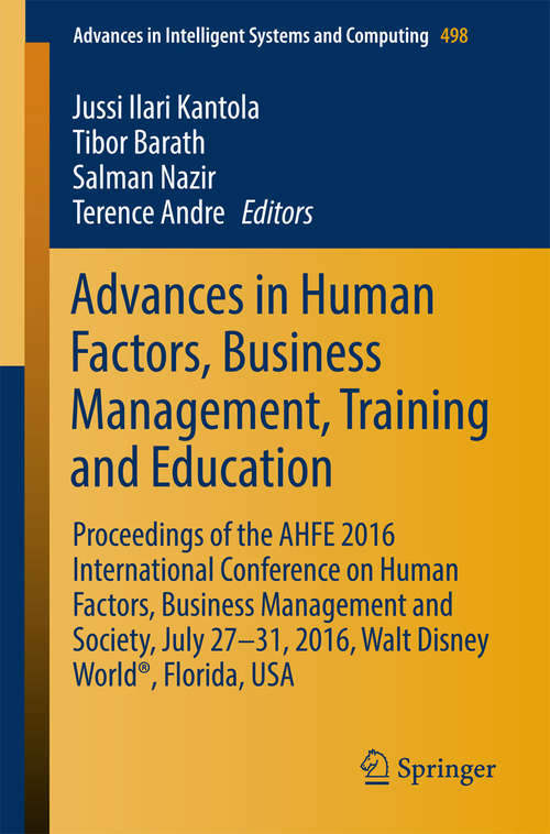 Book cover of Advances in Human Factors, Business Management, Training and Education