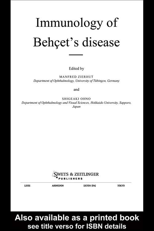 Book cover of Immunology of Behçet's Disease
