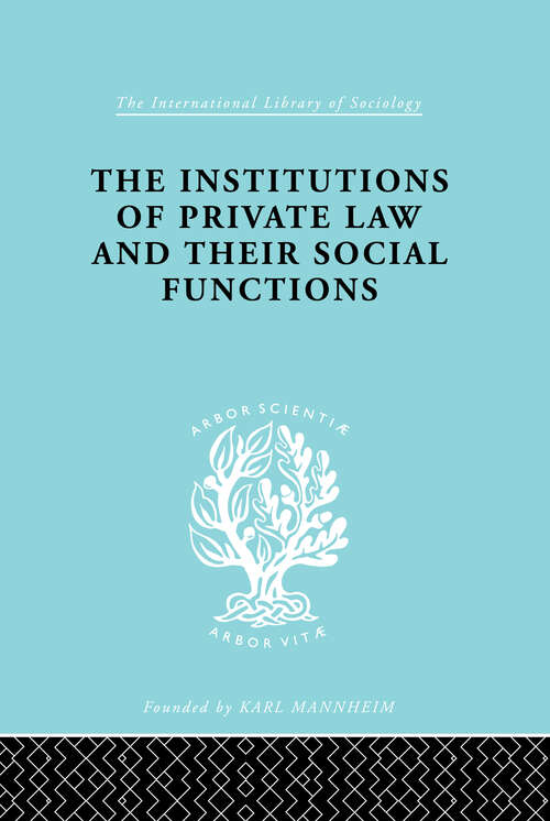 Book cover of Inst Of Private Law    Ils 208 (International Library of Sociology)