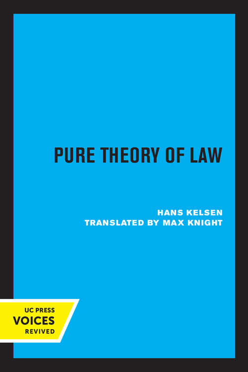 Book cover of Pure Theory of Law