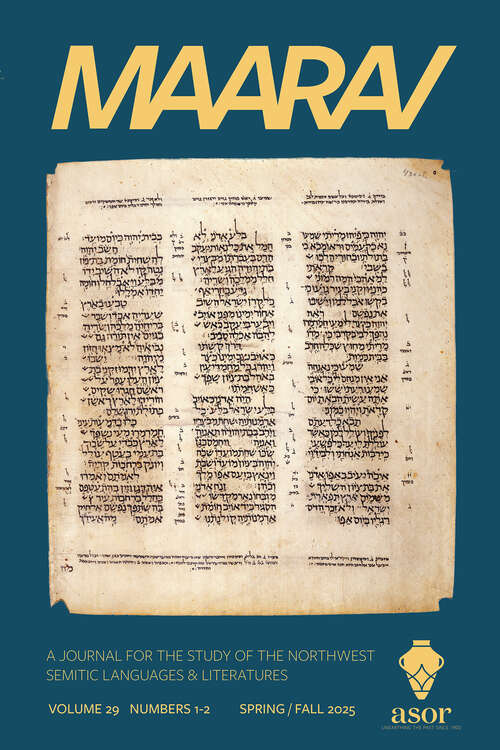 Book cover of Maarav, volume 29 number 1-2 (Spring 2025)