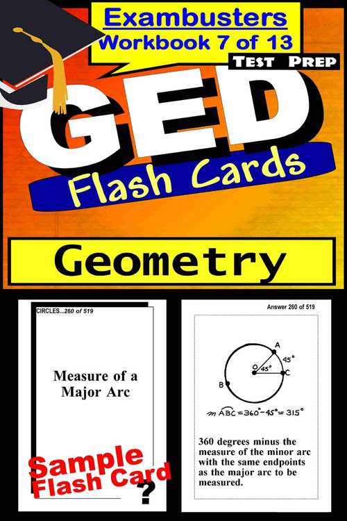 Book cover of GED Test Prep Flash Cards: Geometry (Exambusters GED Workbook: 7 of 13)