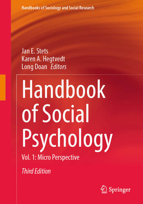 Book cover of Handbook of Social Psychology: Vol. 1: Micro Perspective (Third Edition 2025) (Handbooks of Sociology and Social Research)