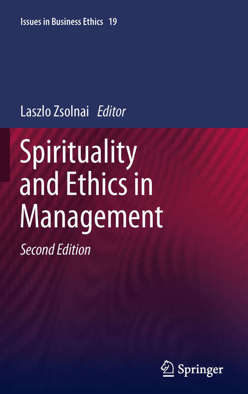 Book cover of Spirituality and Ethics in Management