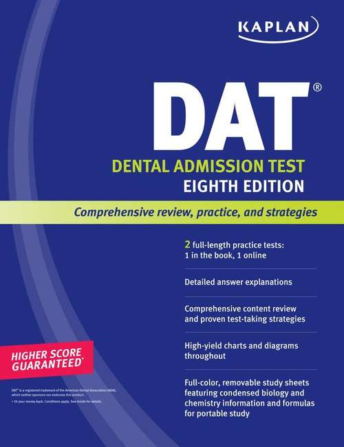 Book cover of Kaplan DAT (Dental Admissions Test) (8th Edition)